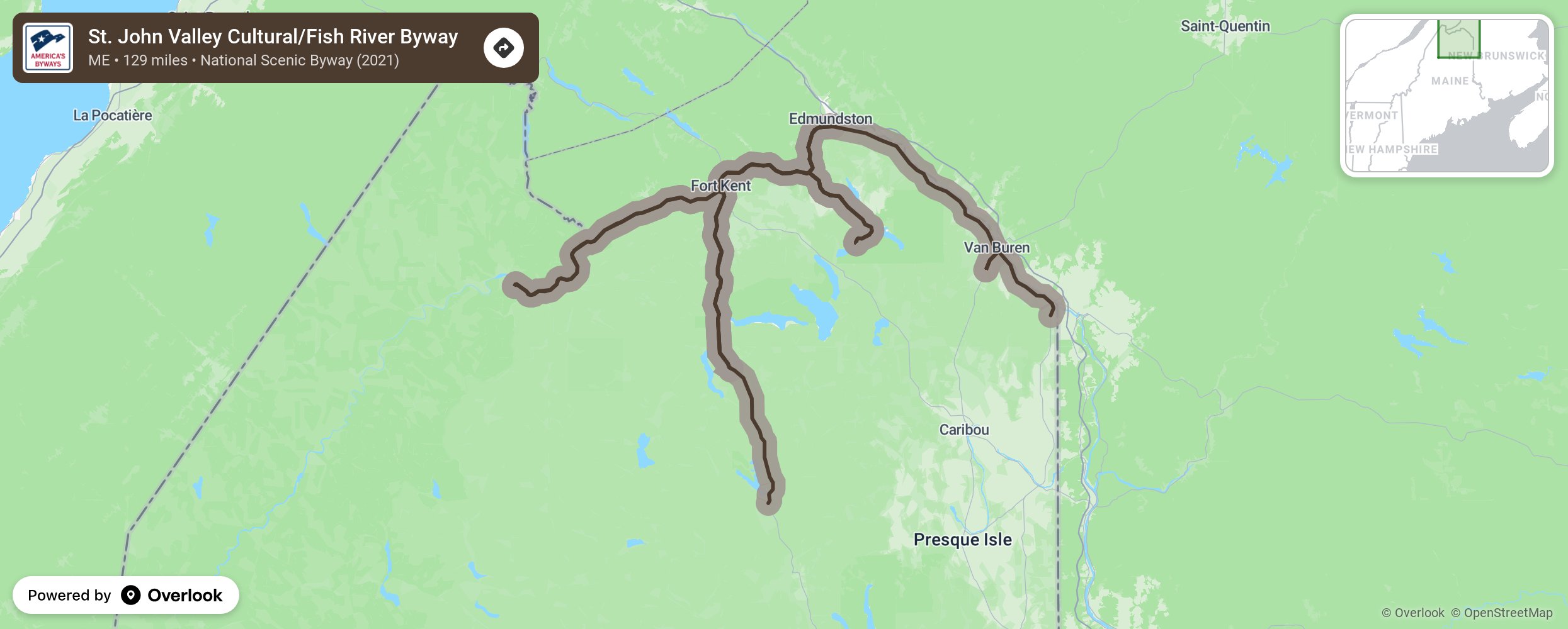 Map of St. John Valley Cultural/Fish River Byway - scenic route