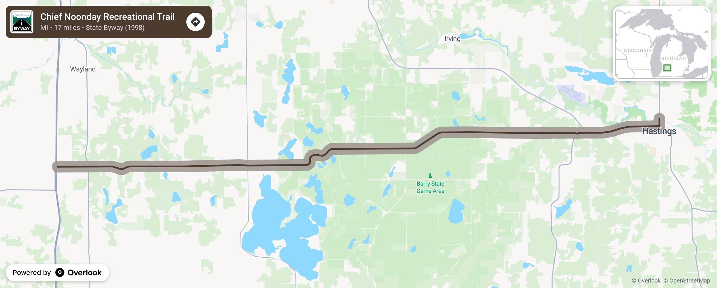 Map of Chief Noonday Recreational Trail - scenic route