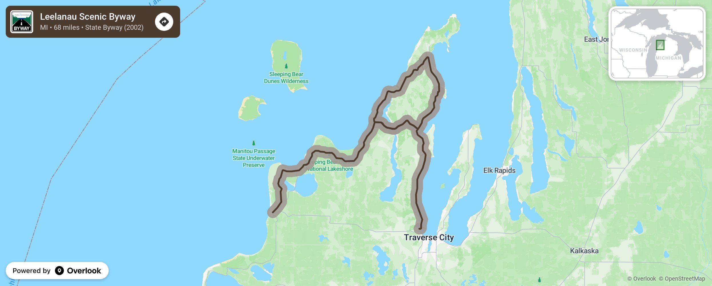 Map of Leelanau Scenic Byway - scenic route