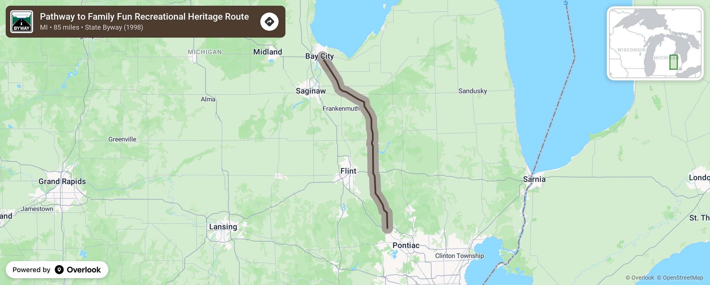 Map of Pathway to Family Fun Recreational Heritage Route - scenic route