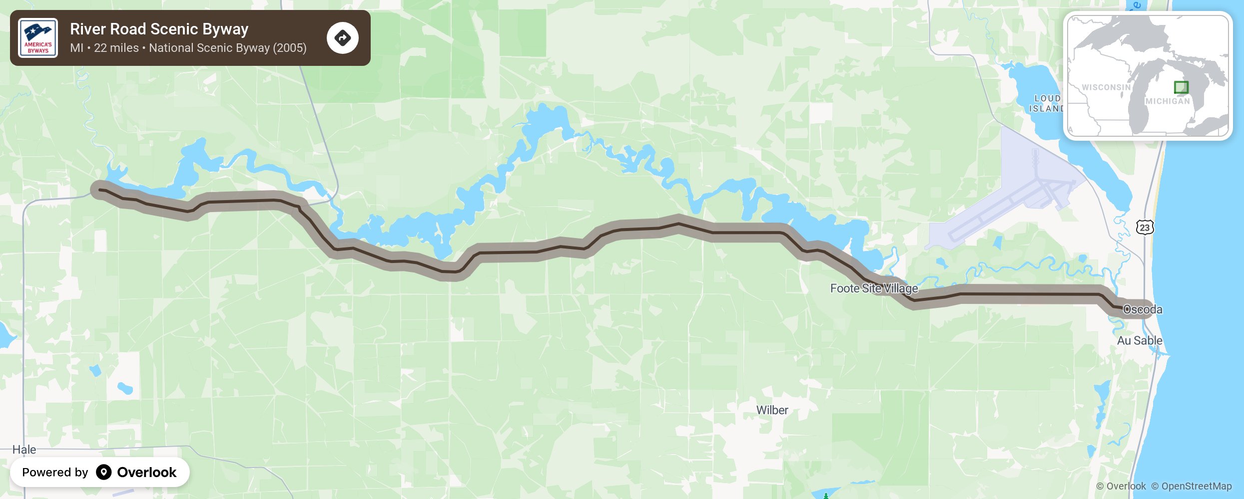 Map of River Road Scenic Byway - scenic route