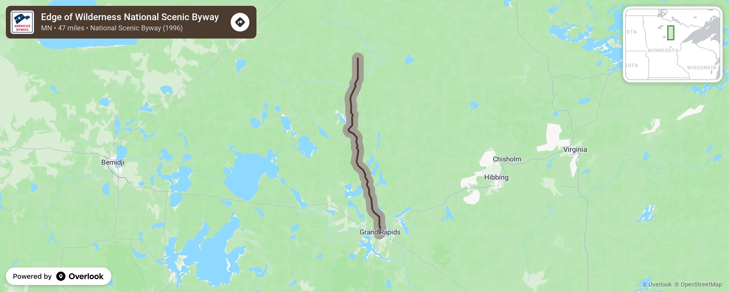 Map of Edge of Wilderness National Scenic Byway - scenic route