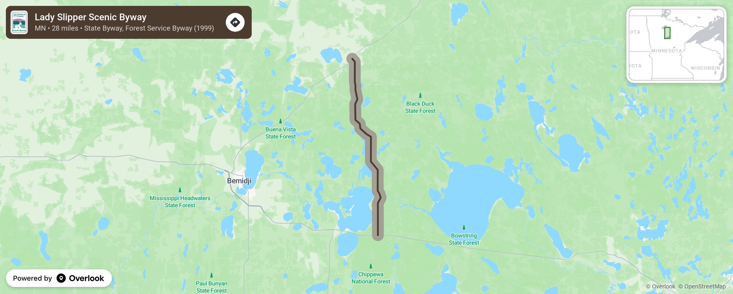 Map of Lady Slipper Scenic Byway - scenic route