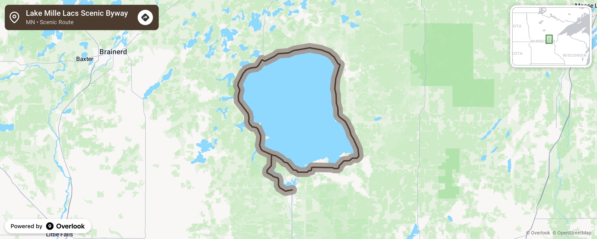 Map of Lake Mille Lacs Scenic Byway - scenic route