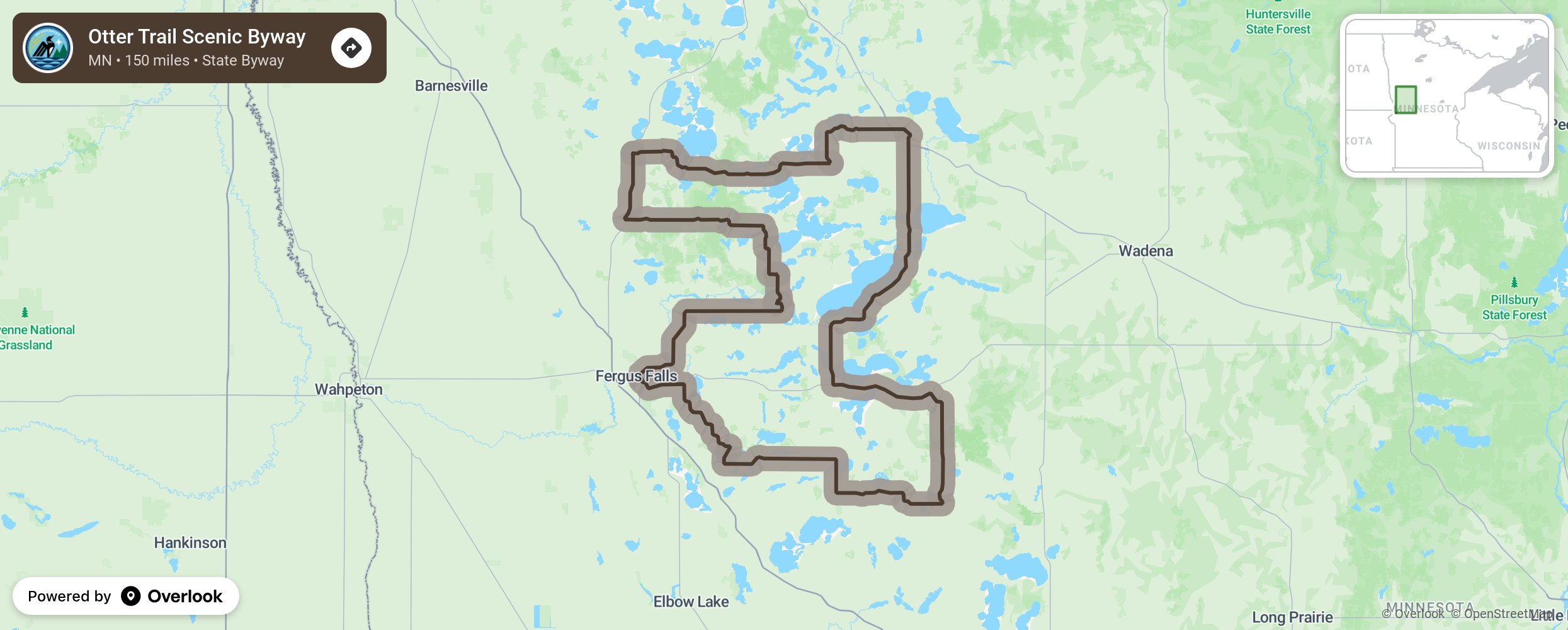 Map of Otter Trail Scenic Byway - scenic route