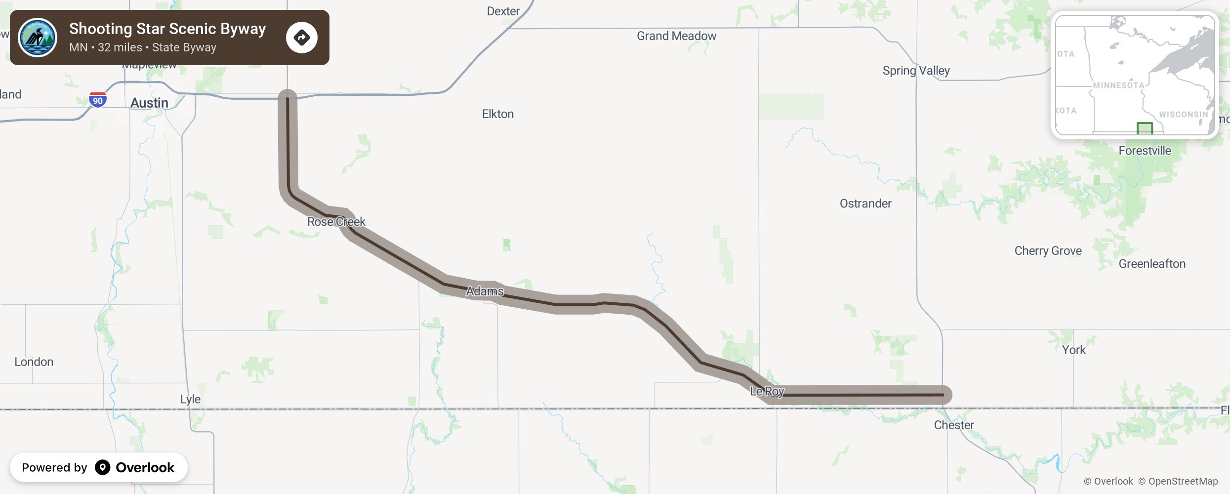 Map of Shooting Star Scenic Byway - scenic route