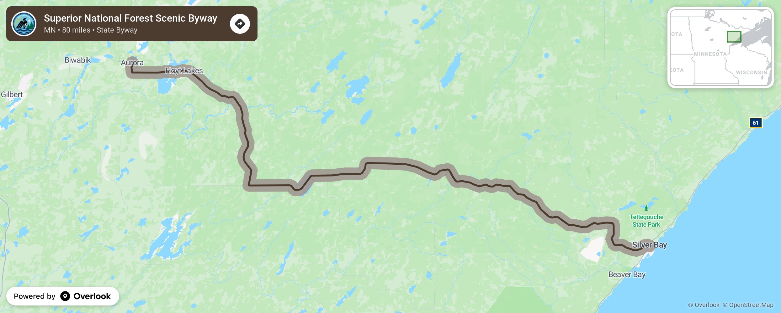 Map of Superior National Forest Scenic Byway - scenic route