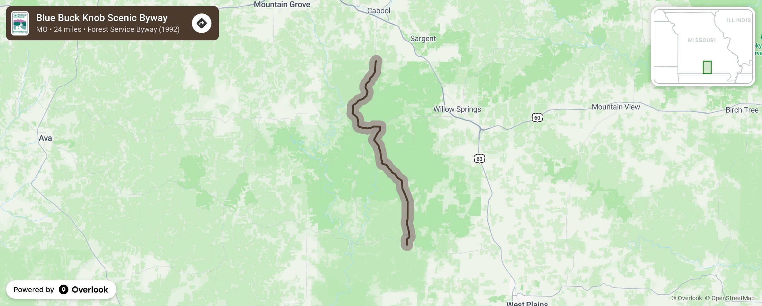 Map of Blue Buck Knob Scenic Byway - scenic route