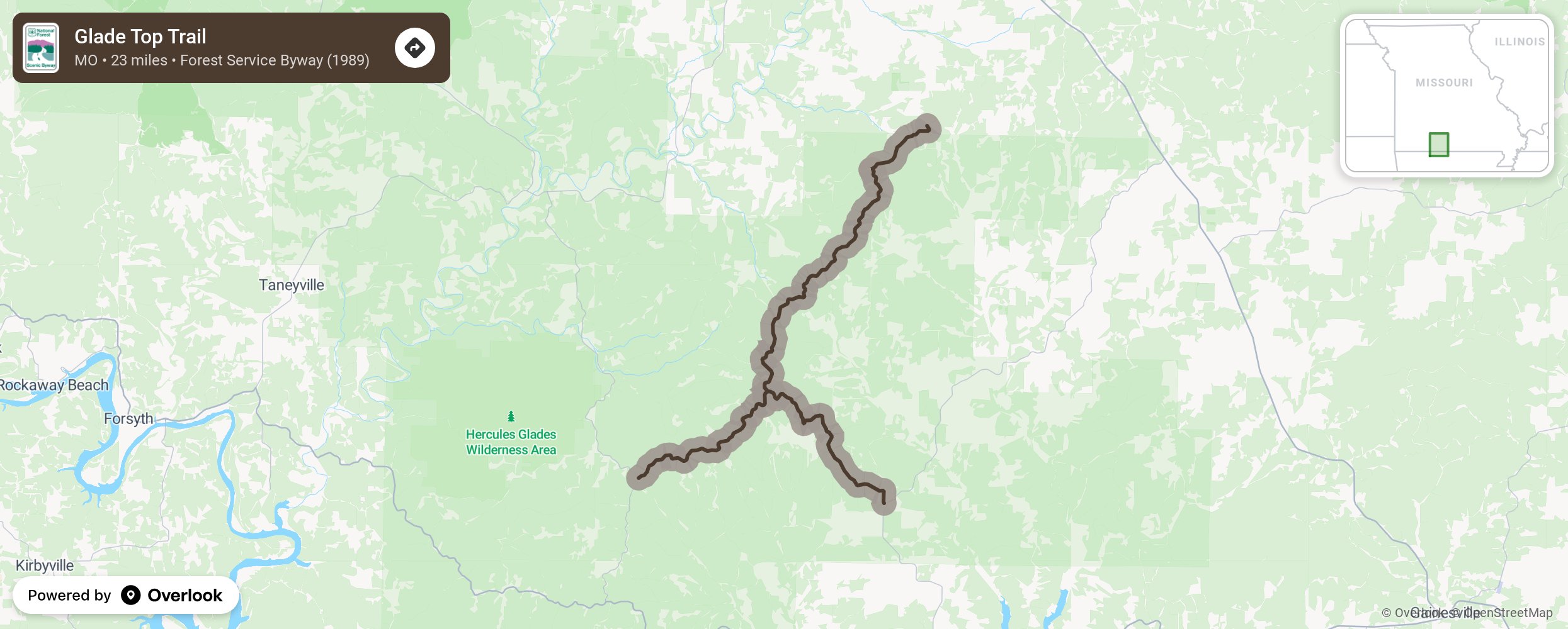 Map of Glade Top Trail - scenic route