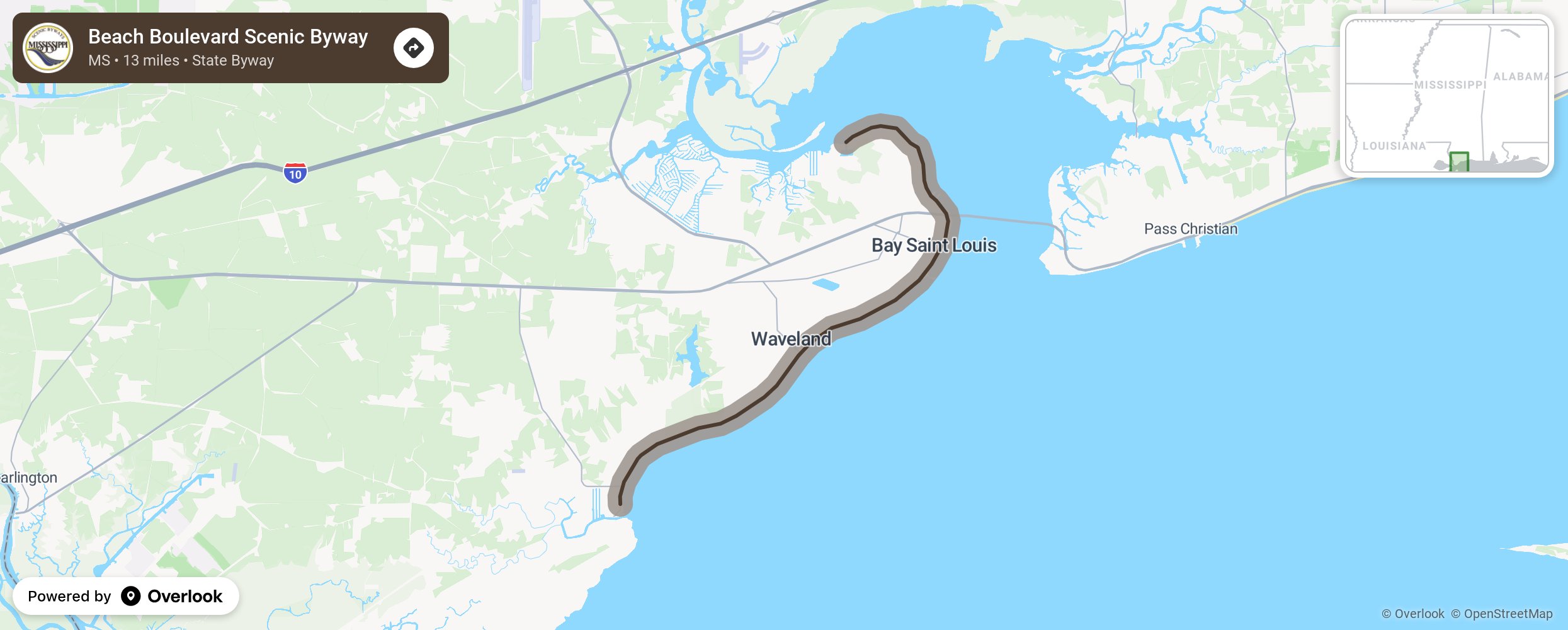 Map of Beach Boulevard Scenic Byway - scenic route