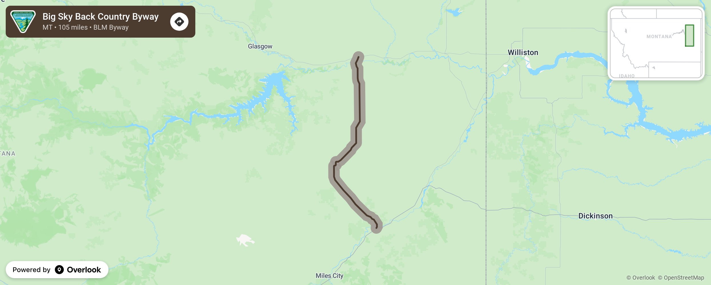 Map of Big Sky Back Country Byway - scenic route