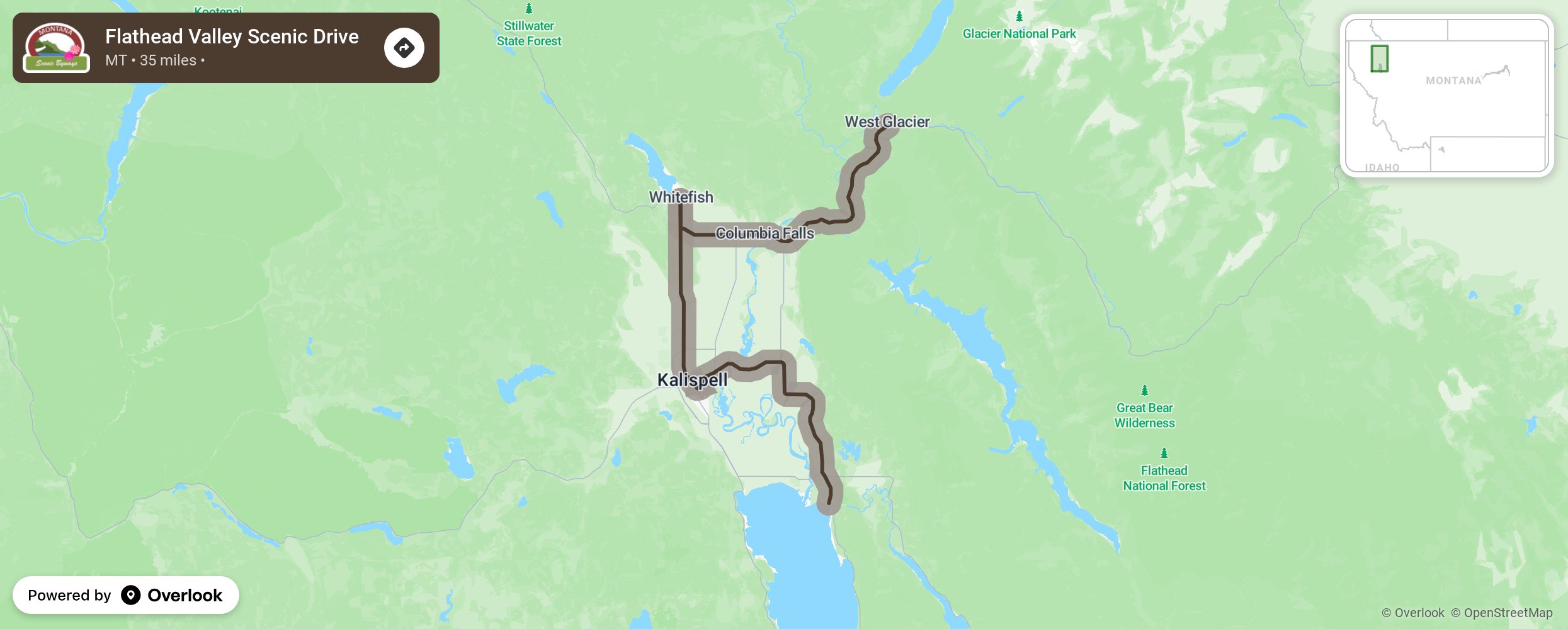 Map of Flathead Valley Scenic Drive - scenic route