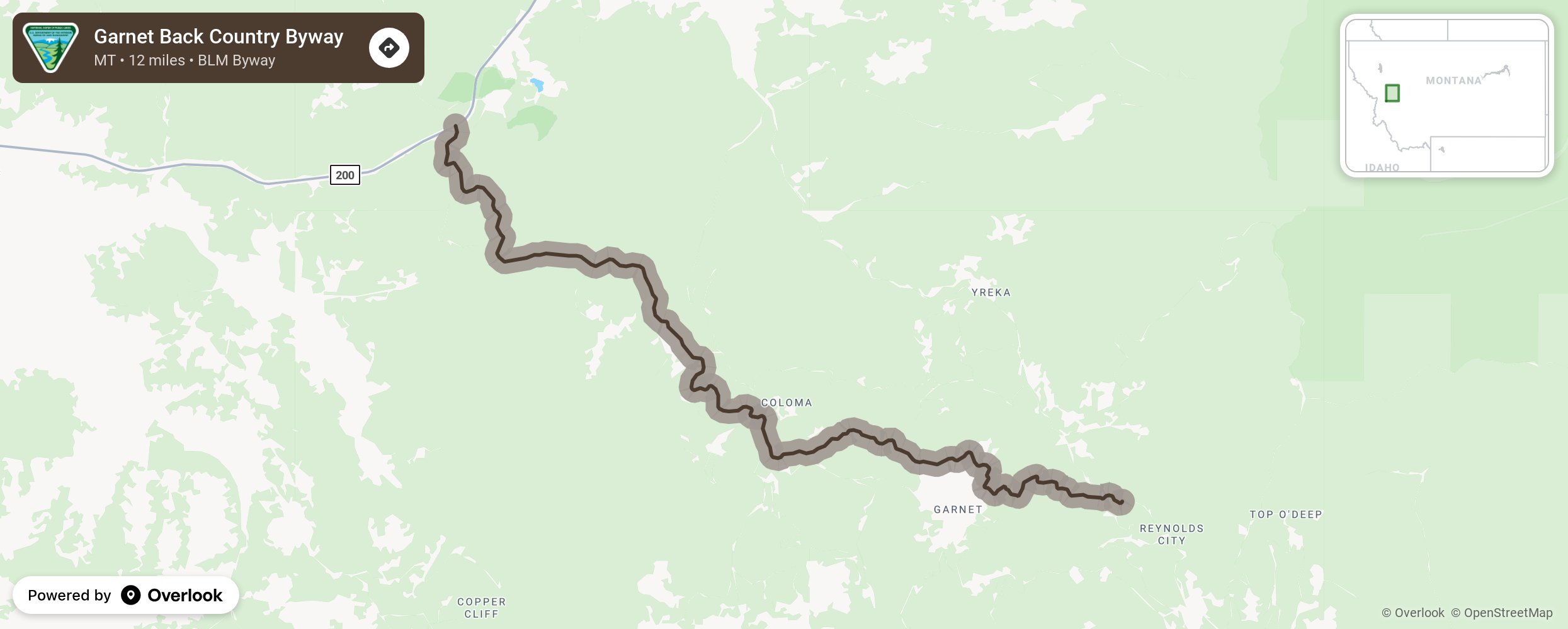 Map of Garnet Back Country Byway - scenic route