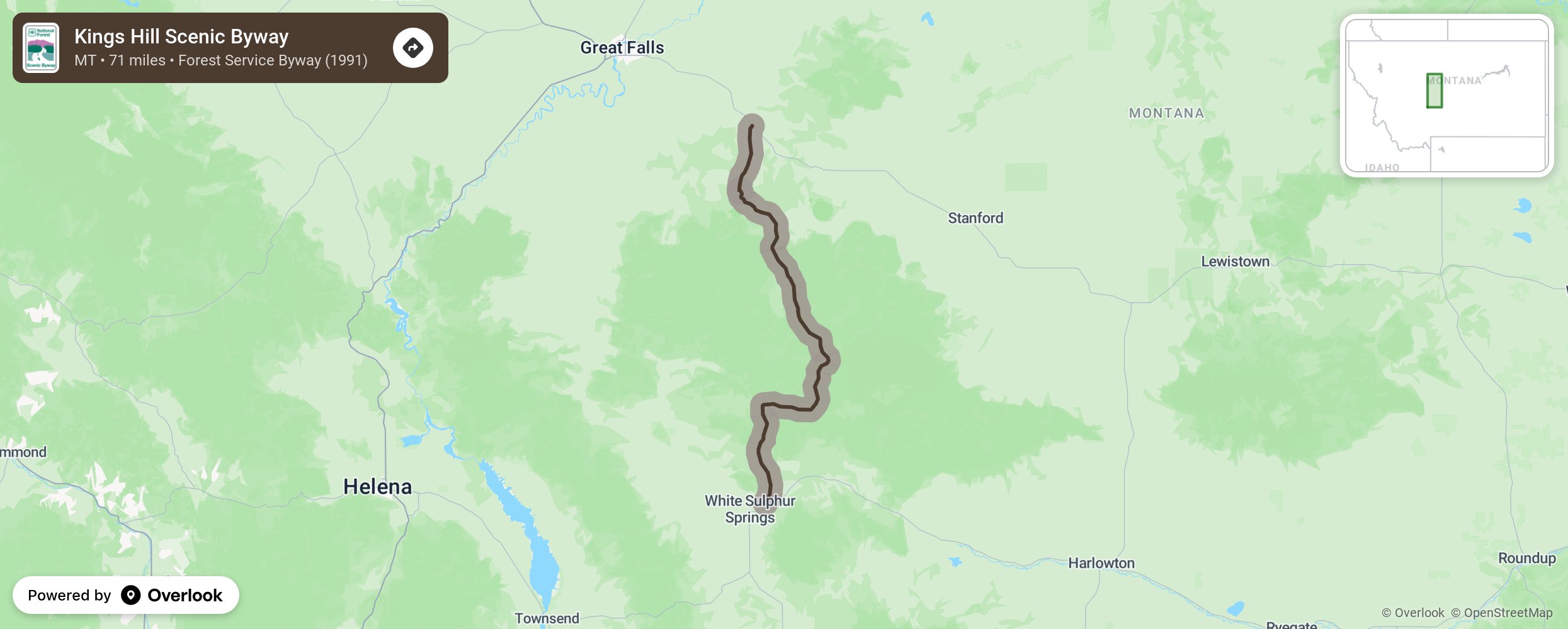 Map of Kings Hill Scenic Byway - scenic route