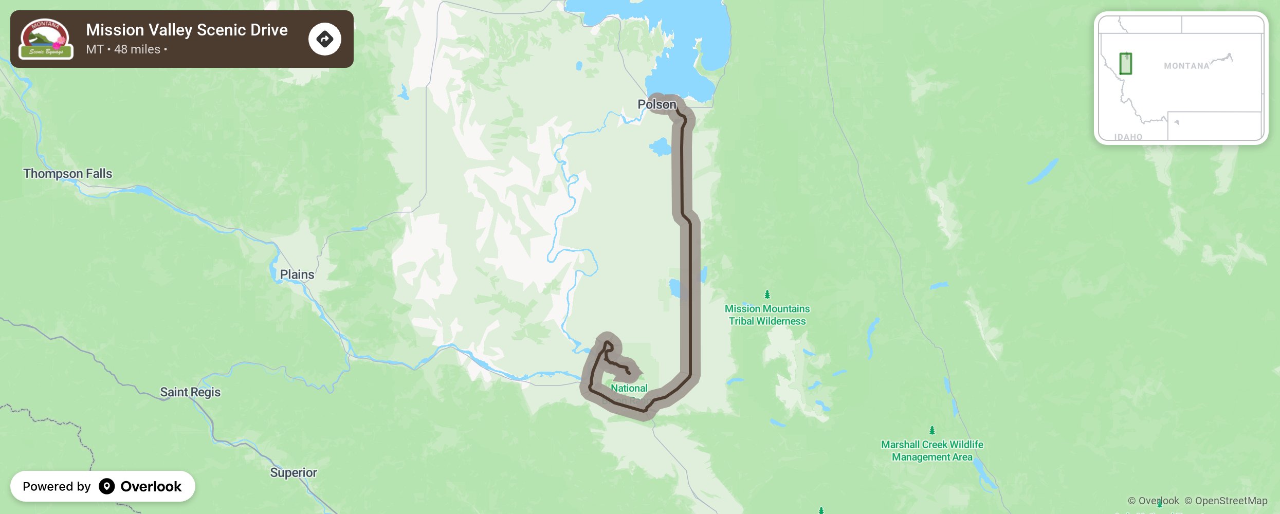 Map of Mission Valley Scenic Drive - scenic route