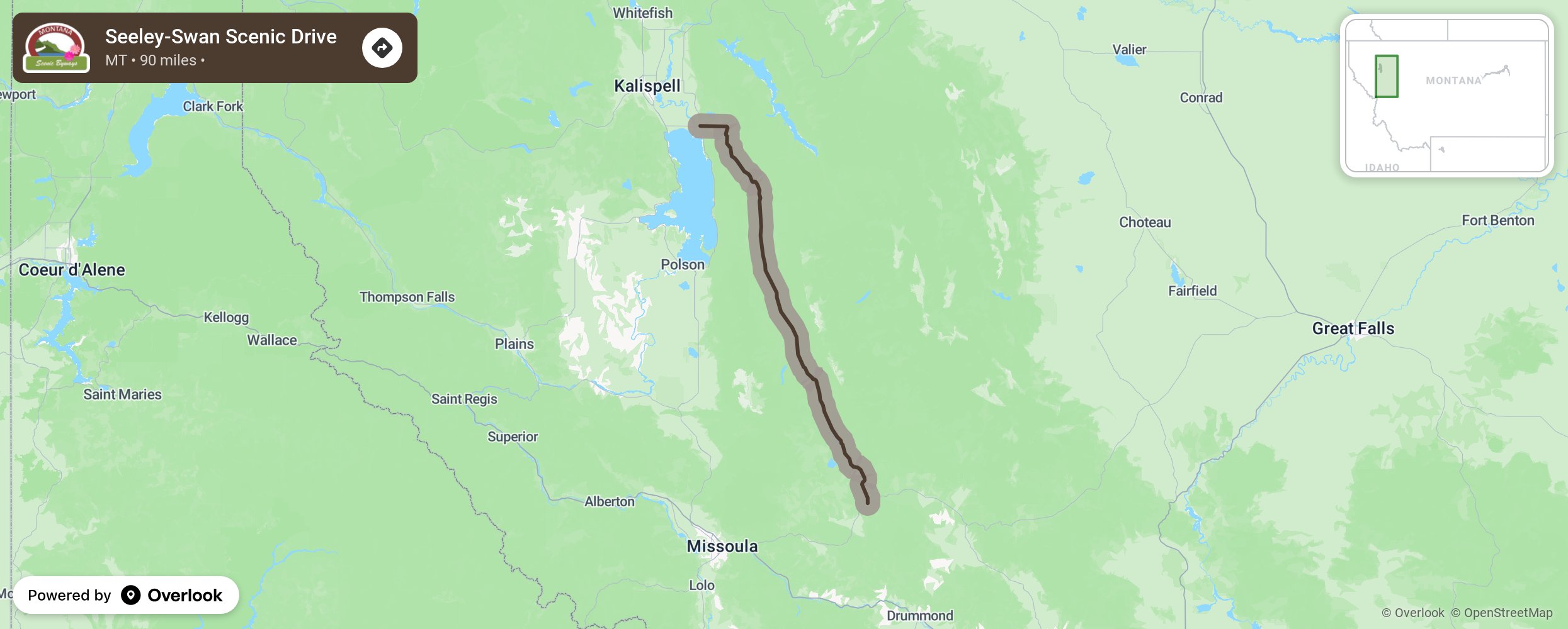 Map of Seeley-Swan Scenic Drive - scenic route