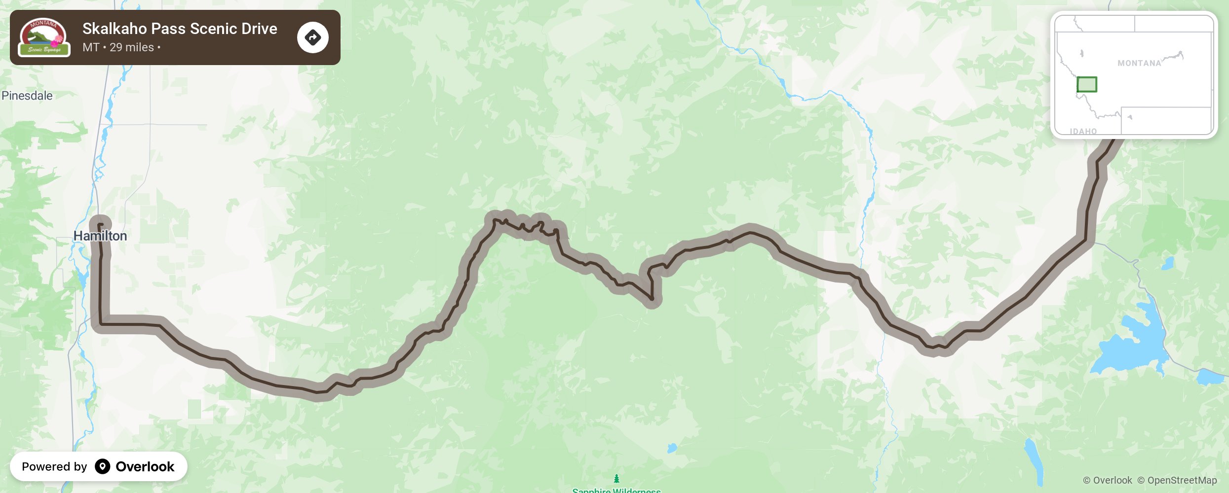 Map of Skalkaho Pass Scenic Drive - scenic route