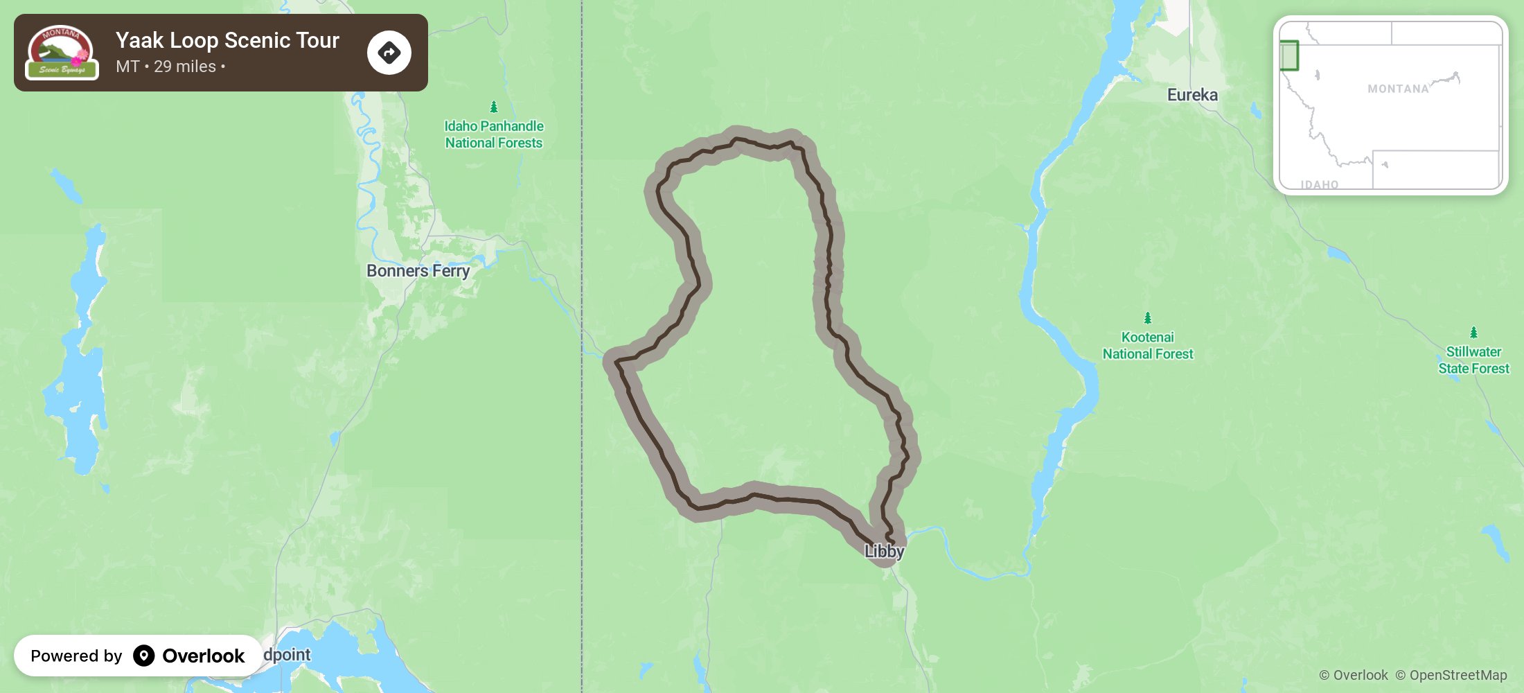 Yaak Loop Scenic Tour on OverlookMaps.com
