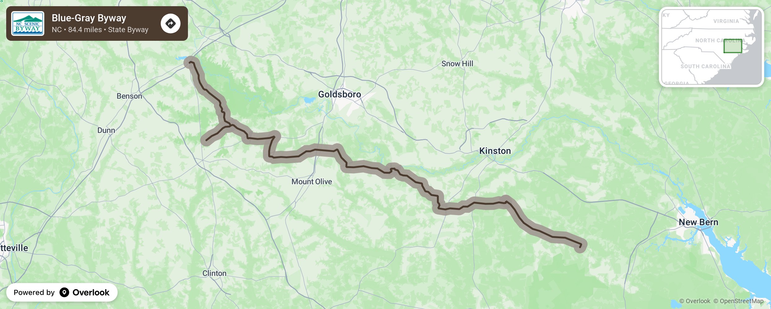 Map of Blue-Gray Byway - scenic route