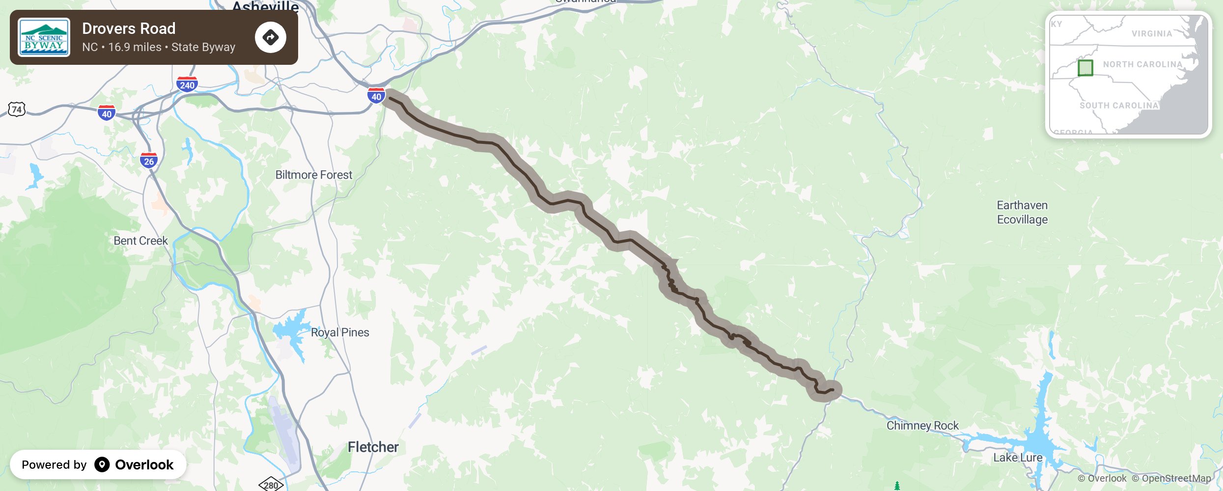 Map of Drovers Road - scenic route