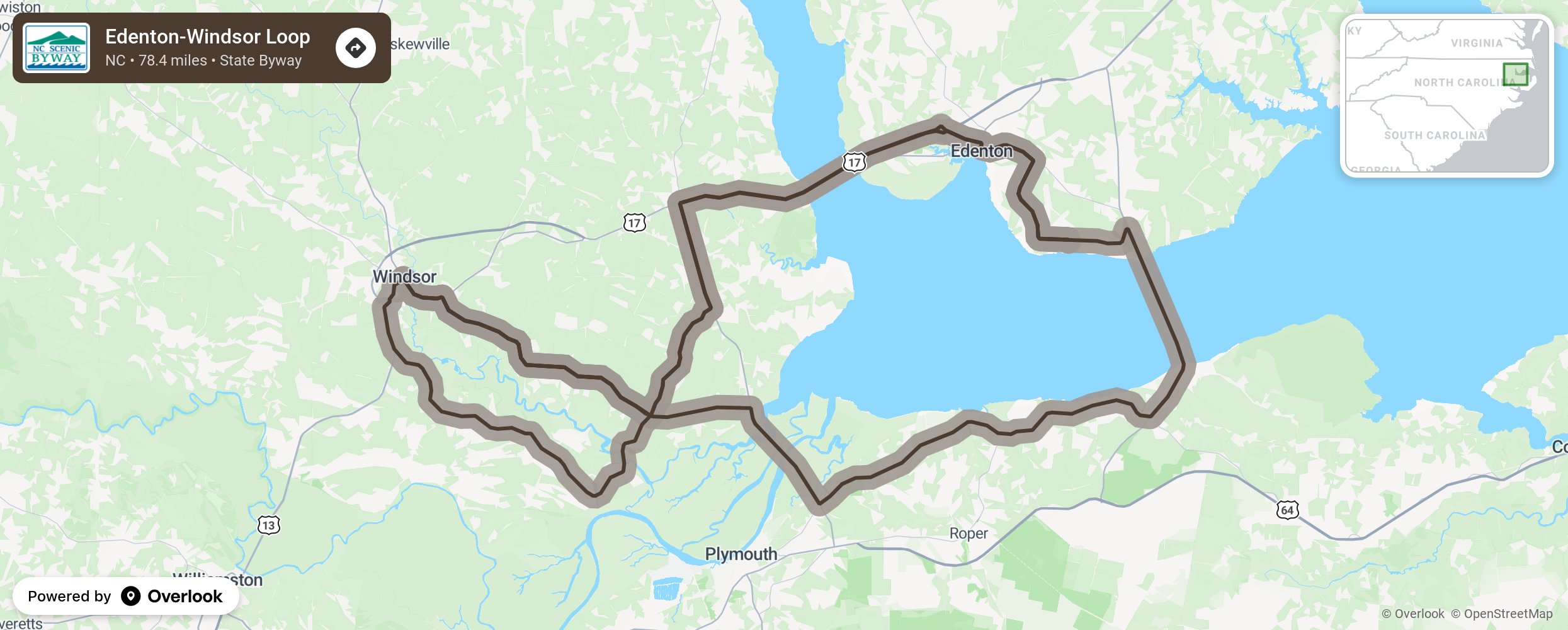 Map of Edenton-Windsor Loop - scenic route