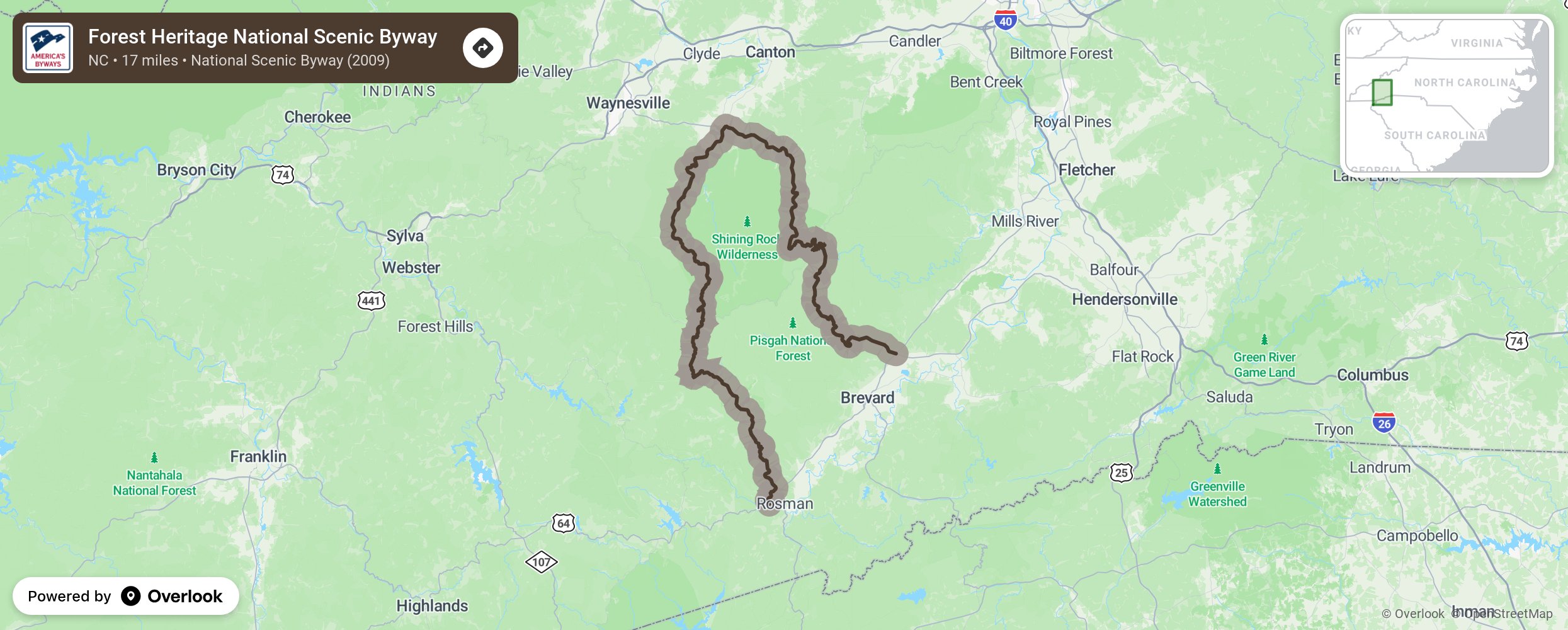 Map of Forest Heritage National Scenic Byway - scenic route