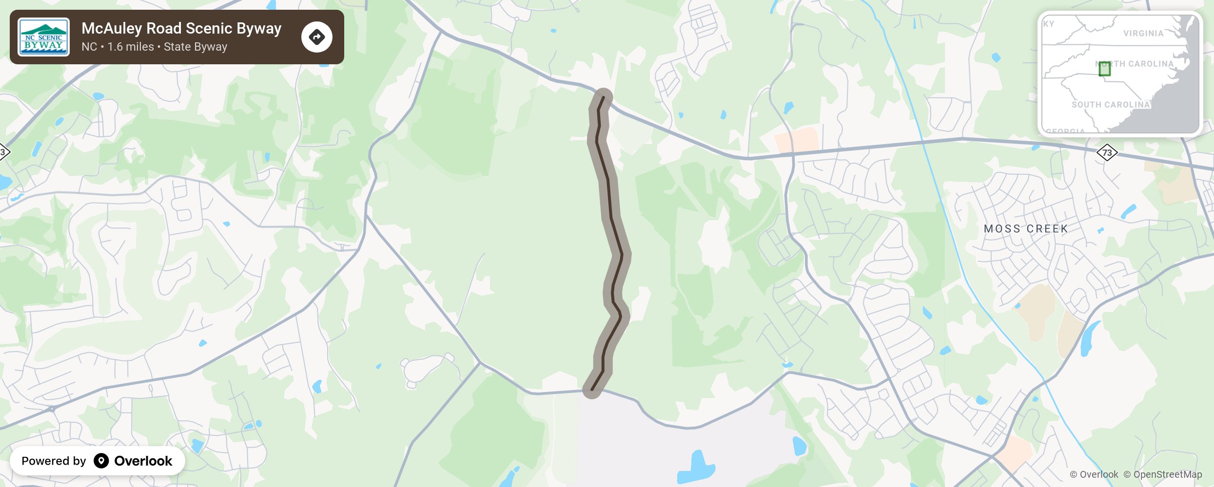 Map of McAuley Road Scenic Byway - scenic route