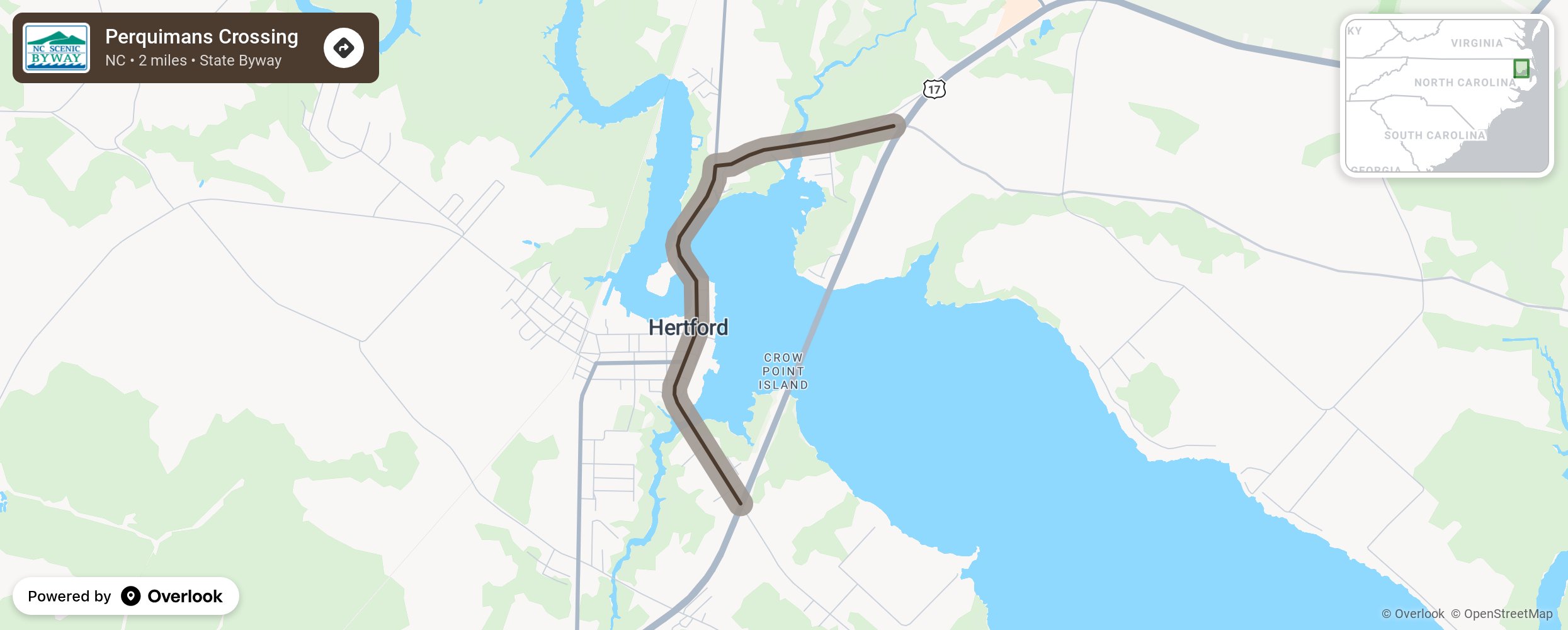 Map of Perquimans Crossing - scenic route