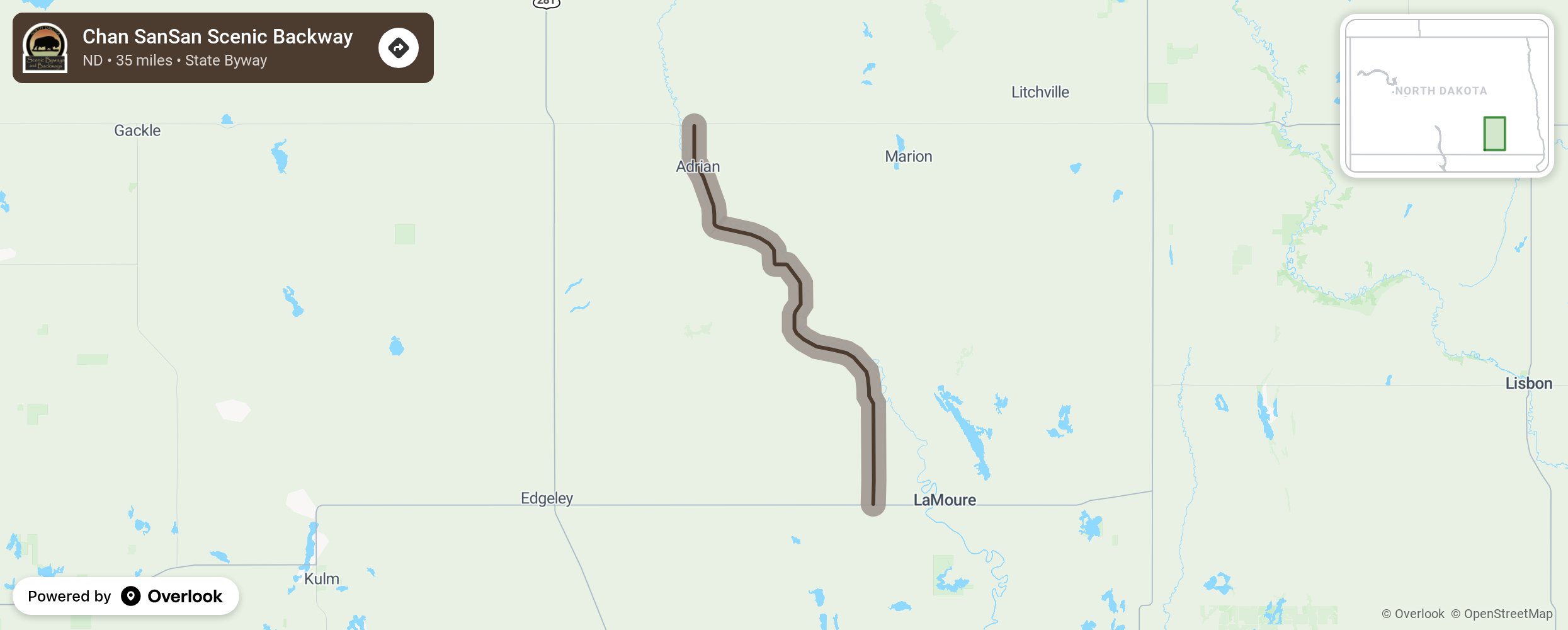 Map of Chan SanSan Scenic Backway - scenic route