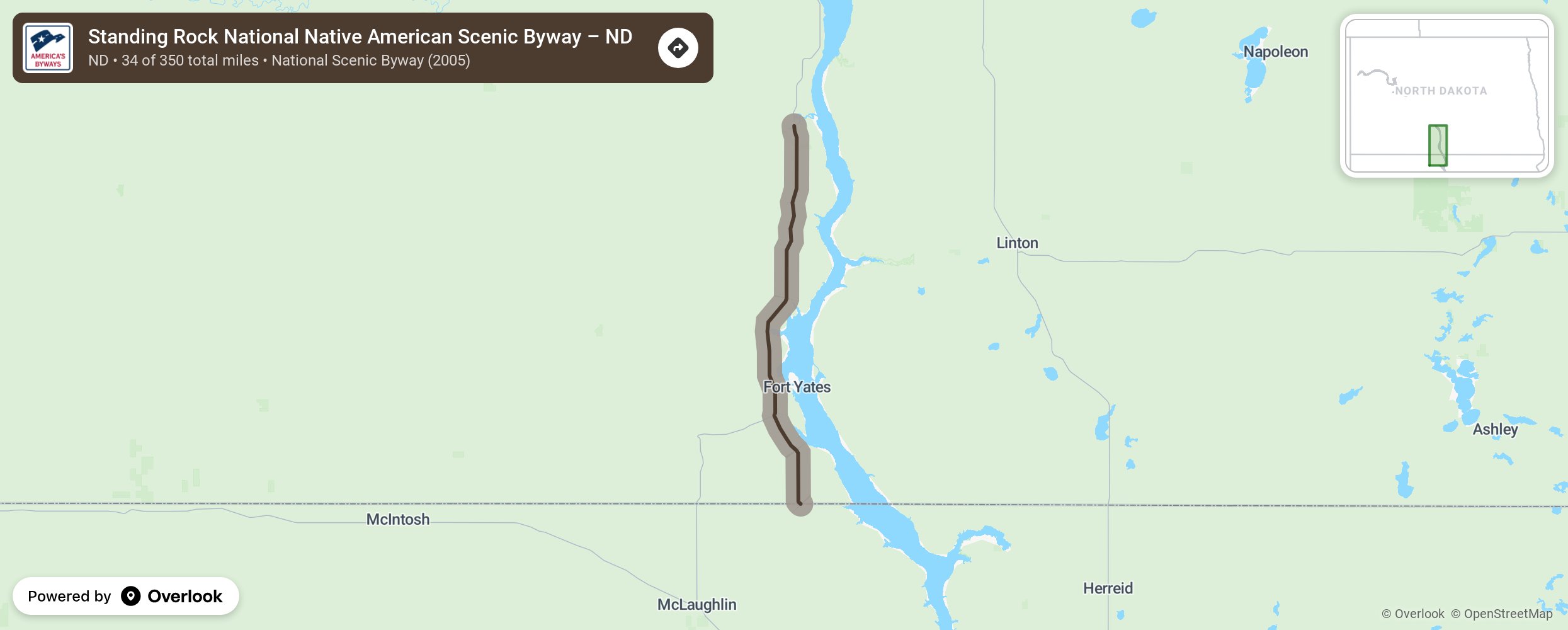 Map of Standing Rock National Native American Scenic Byway – ND - scenic route