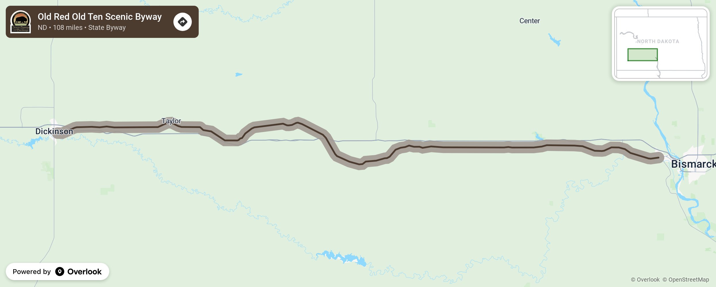 Map of Old Red Old Ten Scenic Byway - scenic route