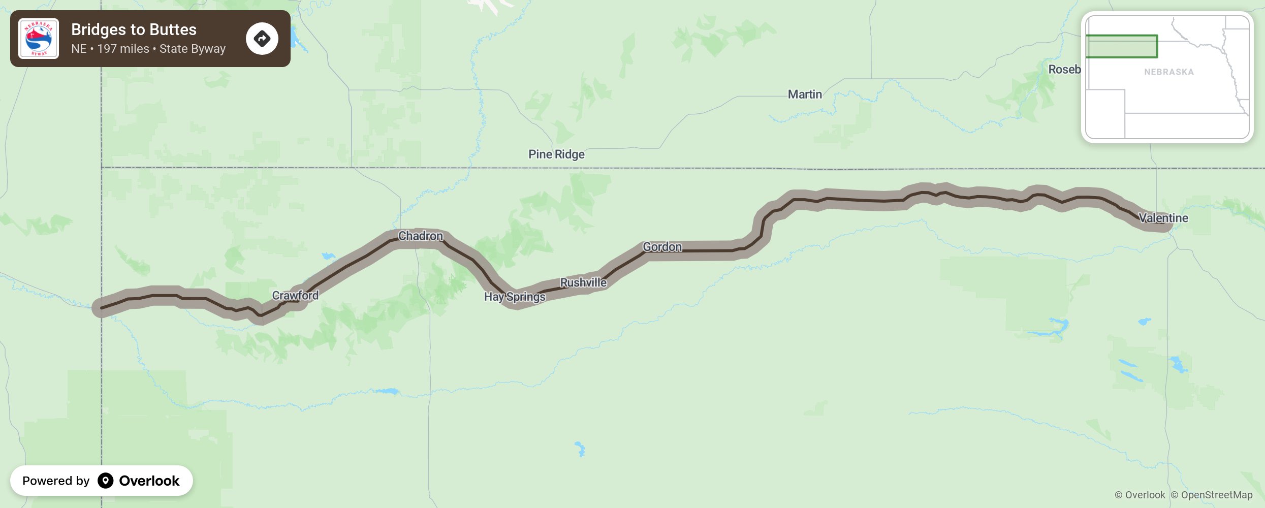 Map of Bridges to Buttes - scenic route