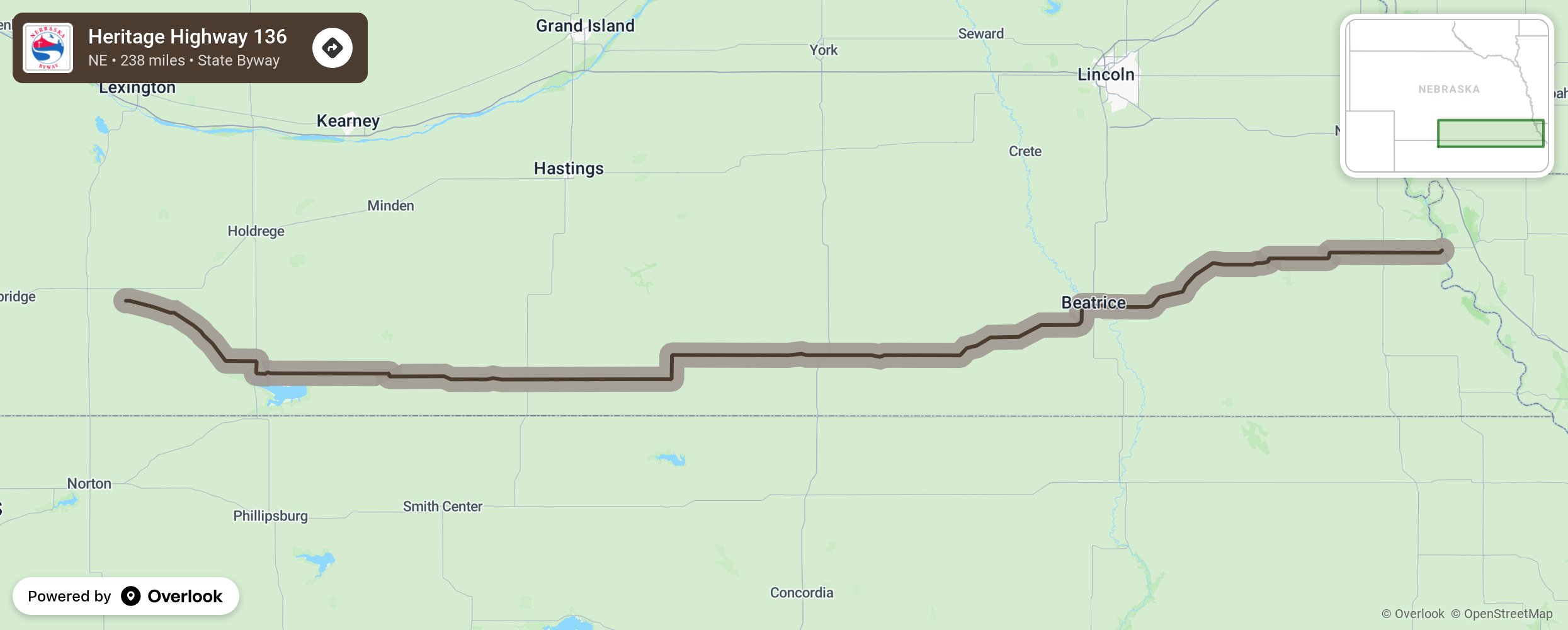 Map of Heritage Highway 136 - scenic route