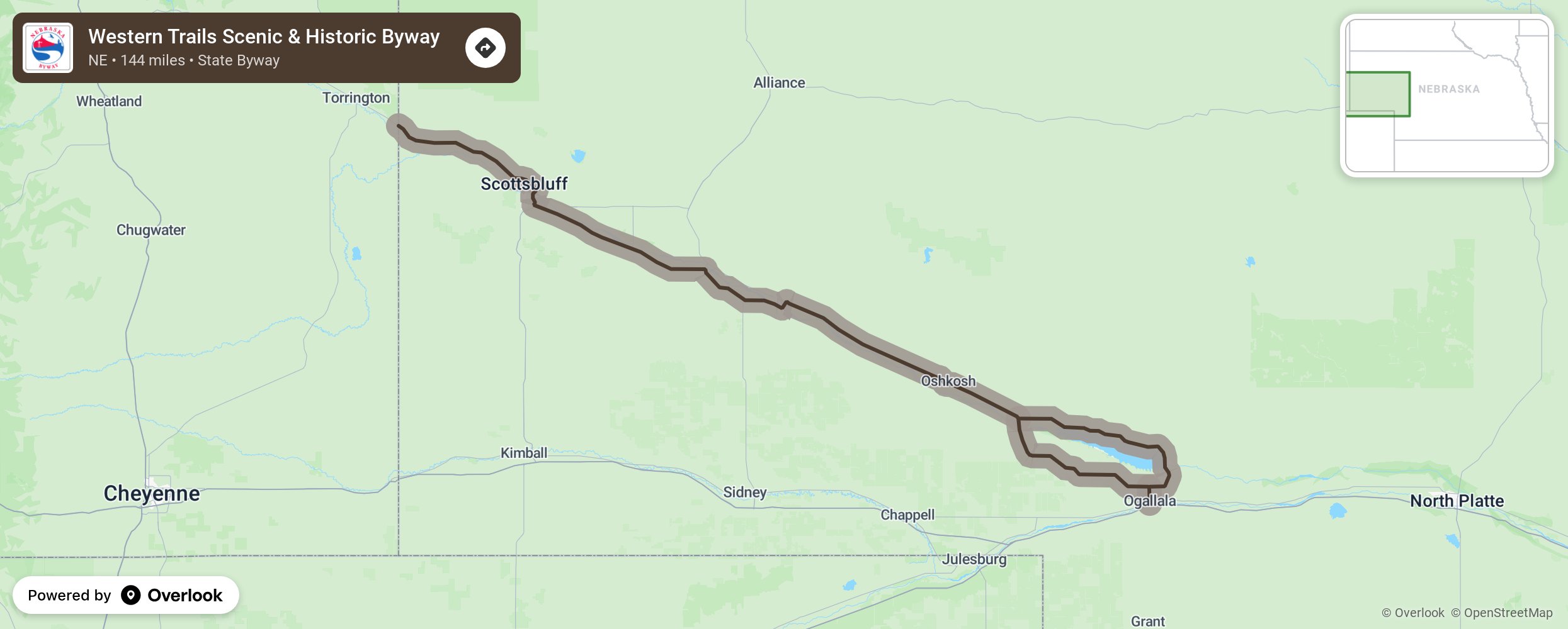 Map of Western Trails Scenic & Historic Byway - scenic route