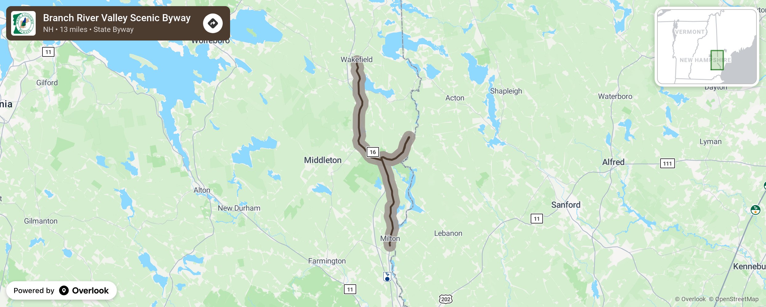 Map of Branch River Valley Scenic Byway - scenic route