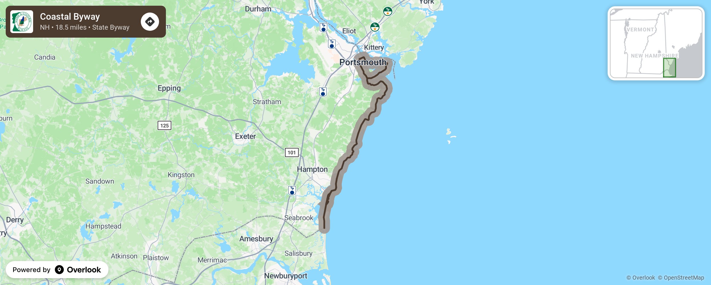 Map of Coastal Byway - scenic route