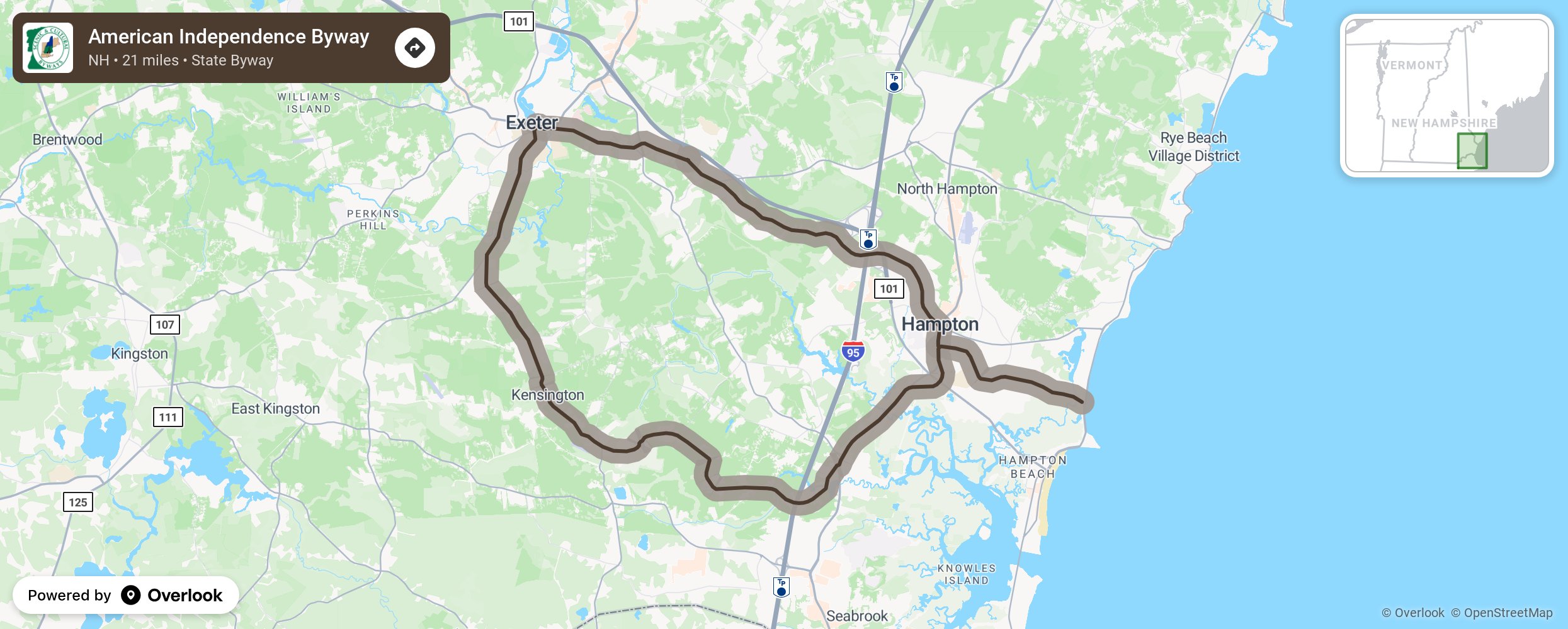 Map of American Independence Byway - scenic route