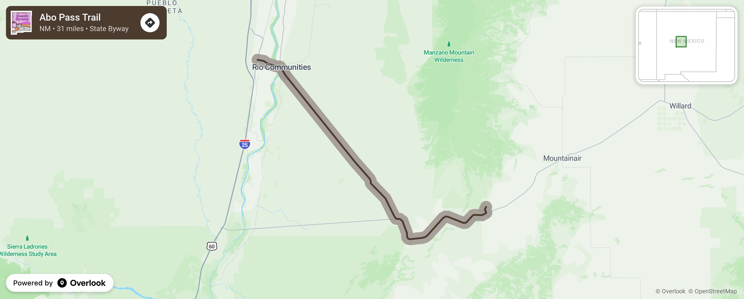 Map of Abo Pass Trail - scenic route