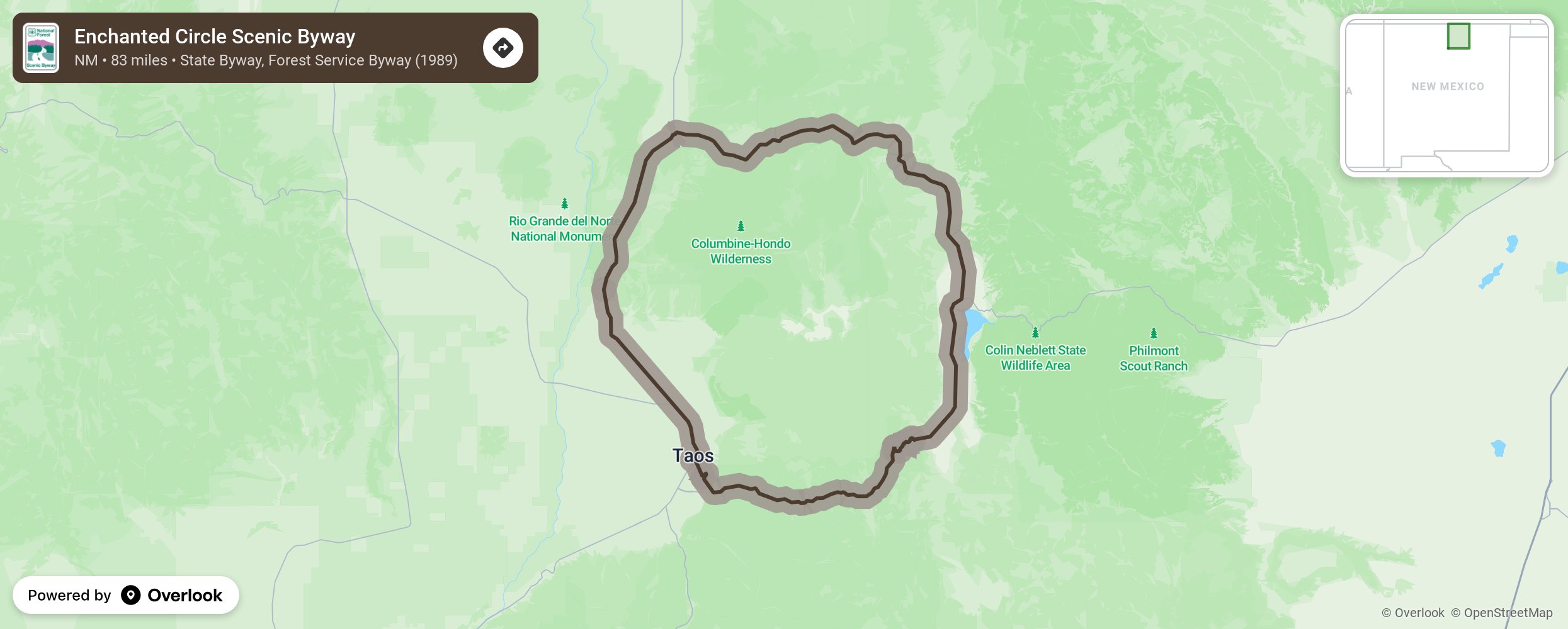 Map of Enchanted Circle Scenic Byway - scenic route