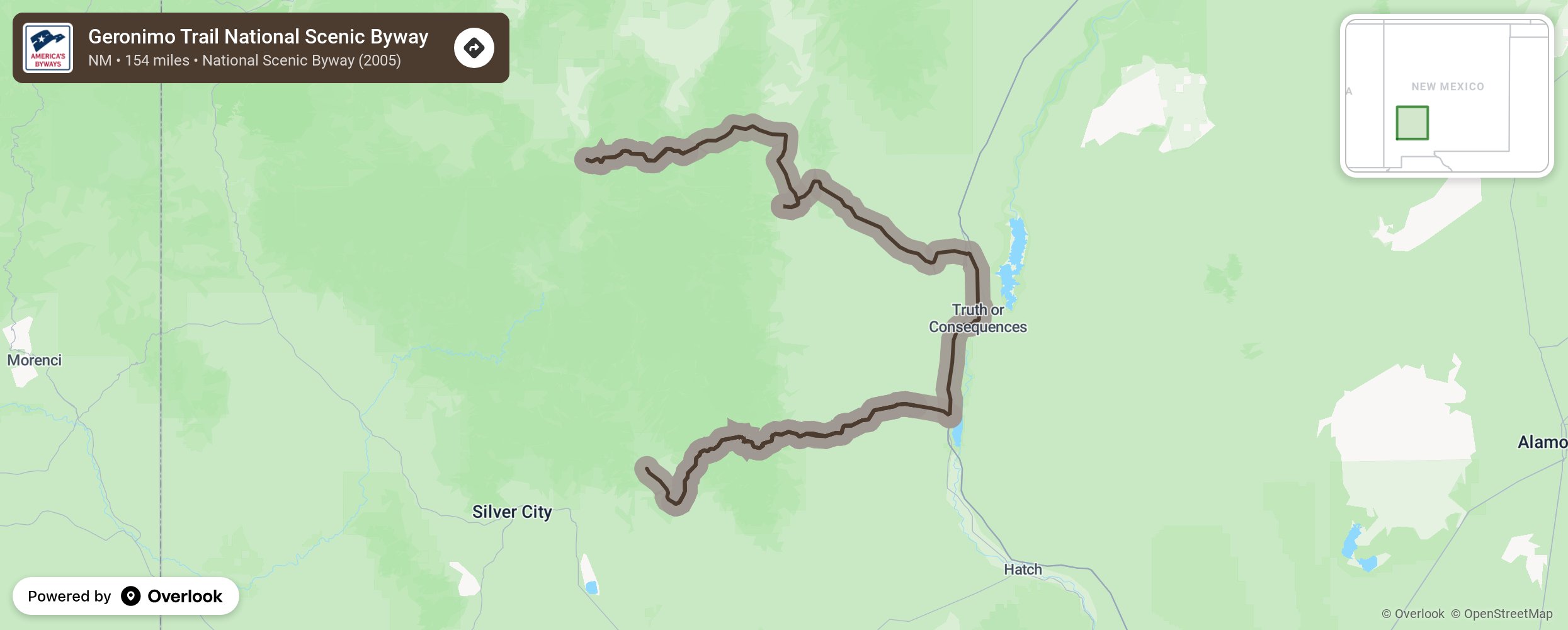 Map of Geronimo Trail National Scenic Byway - scenic route