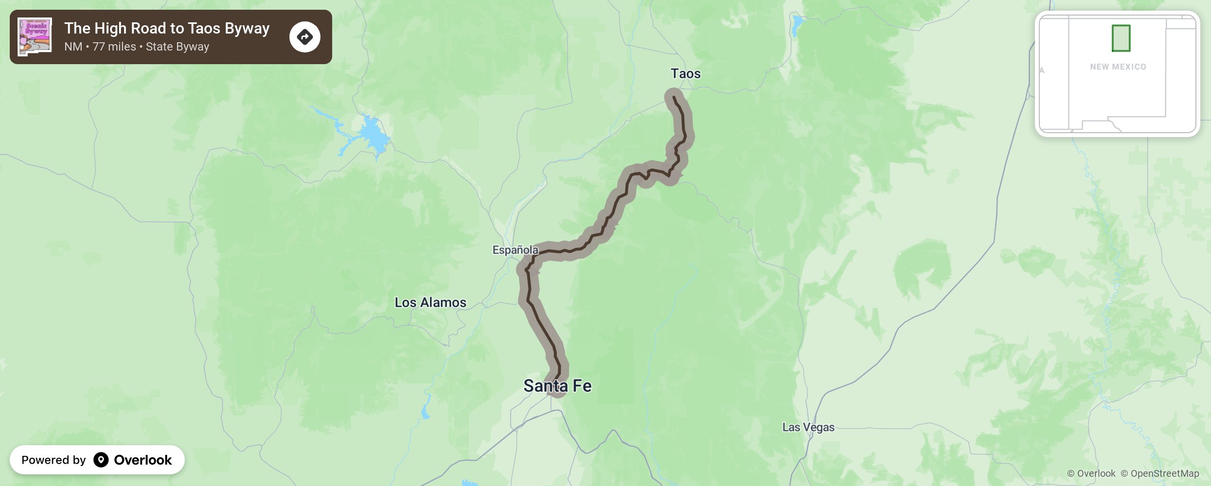 Map of The High Road to Taos Byway - scenic route