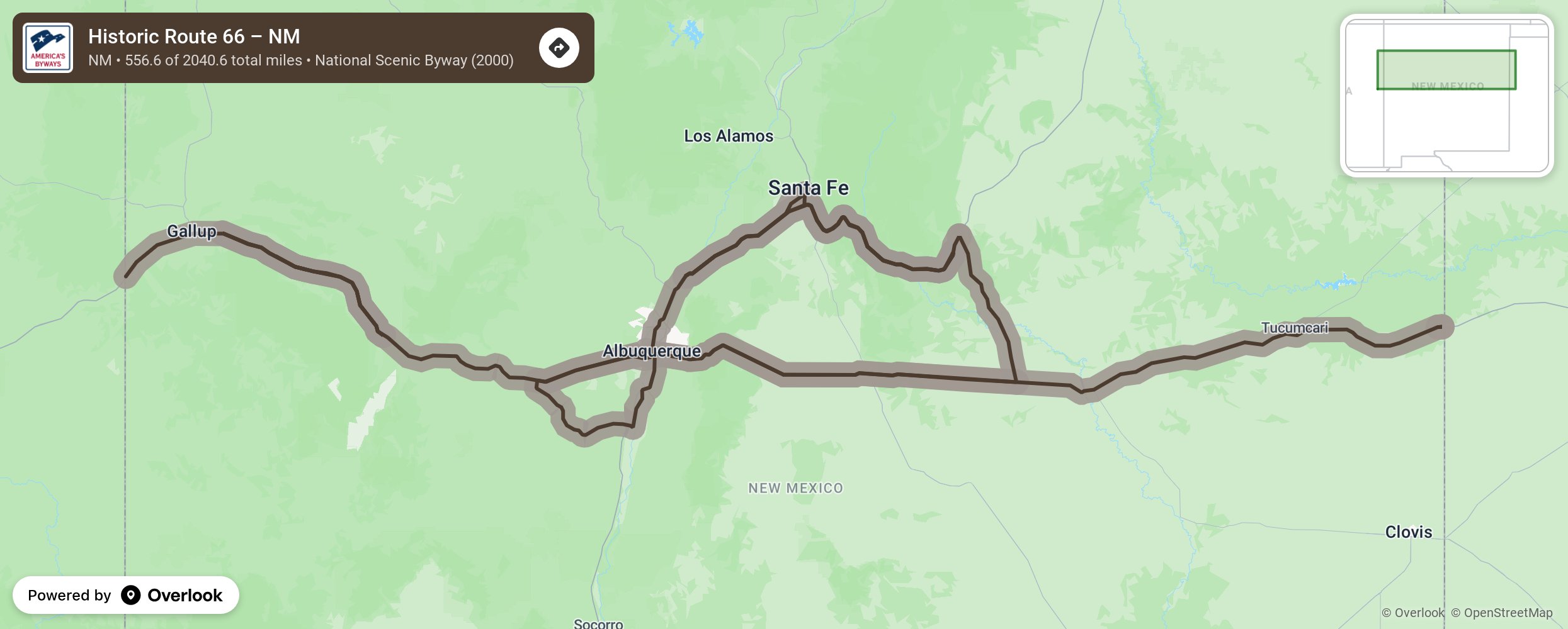 Map of Historic Route 66 – NM - scenic route