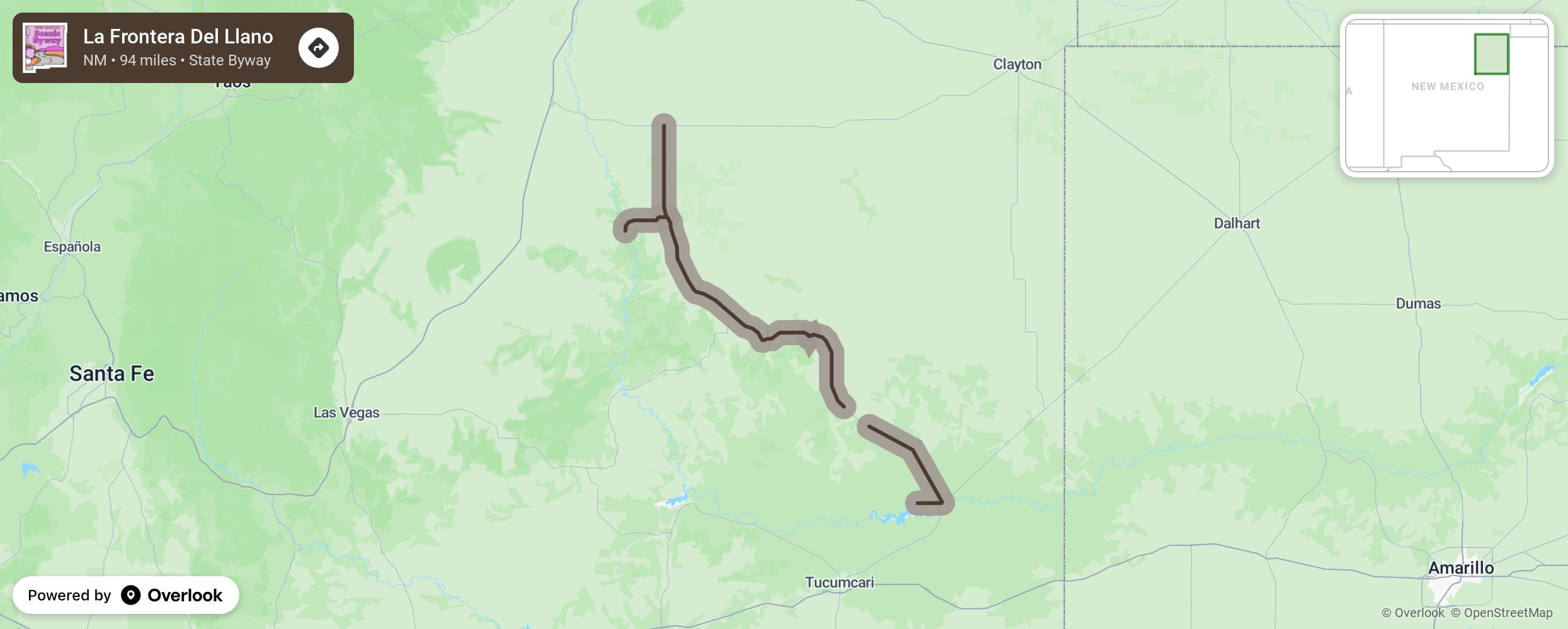 Map of La Frontera Del Llano - scenic route