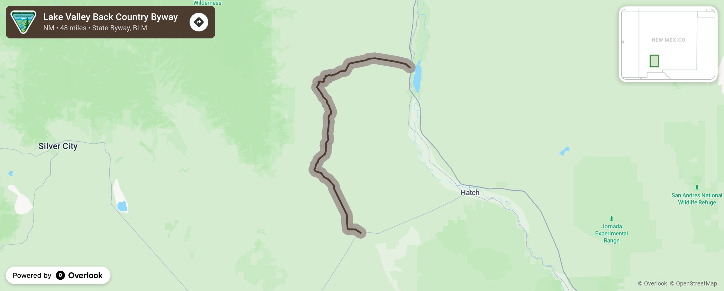 Map of Lake Valley Back Country Byway - scenic route