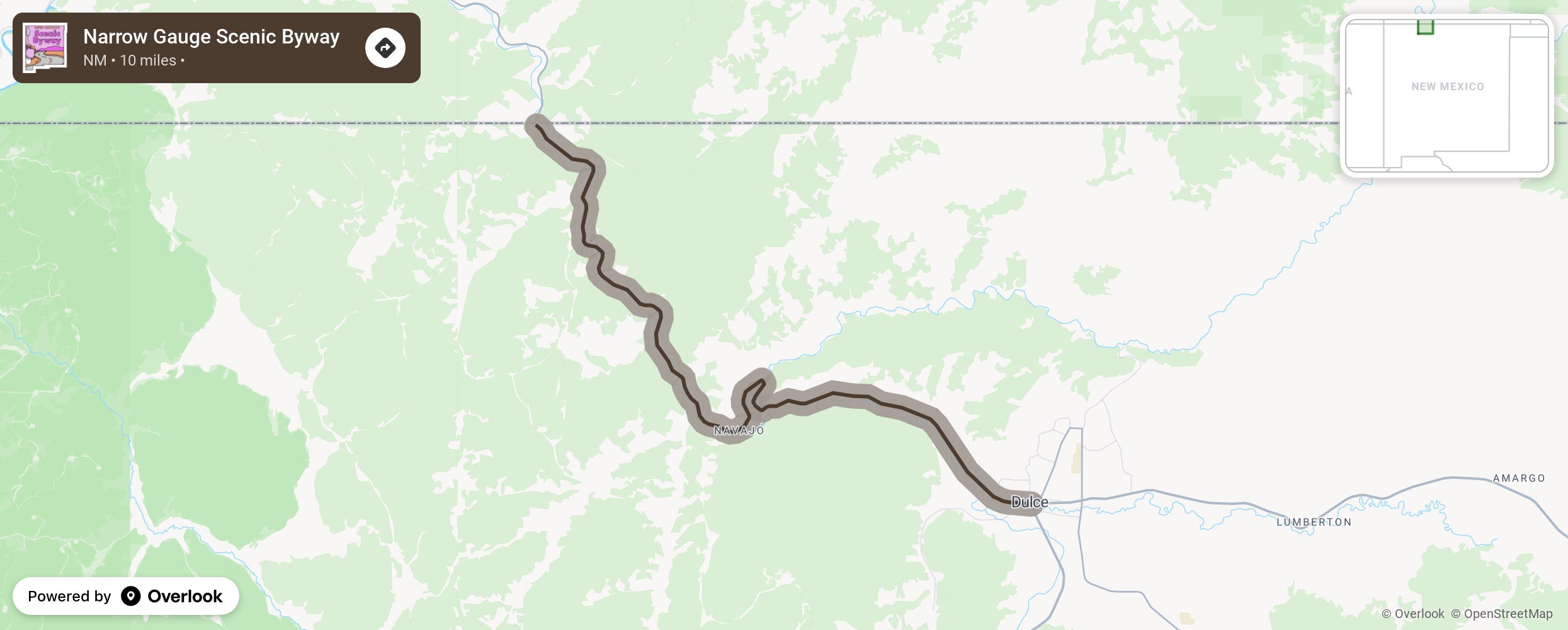 Map of Narrow Gauge Scenic Byway - scenic route