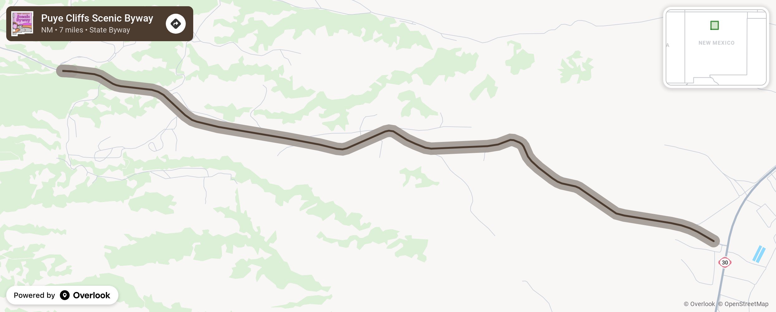 Map of Puye Cliffs Scenic Byway - scenic route