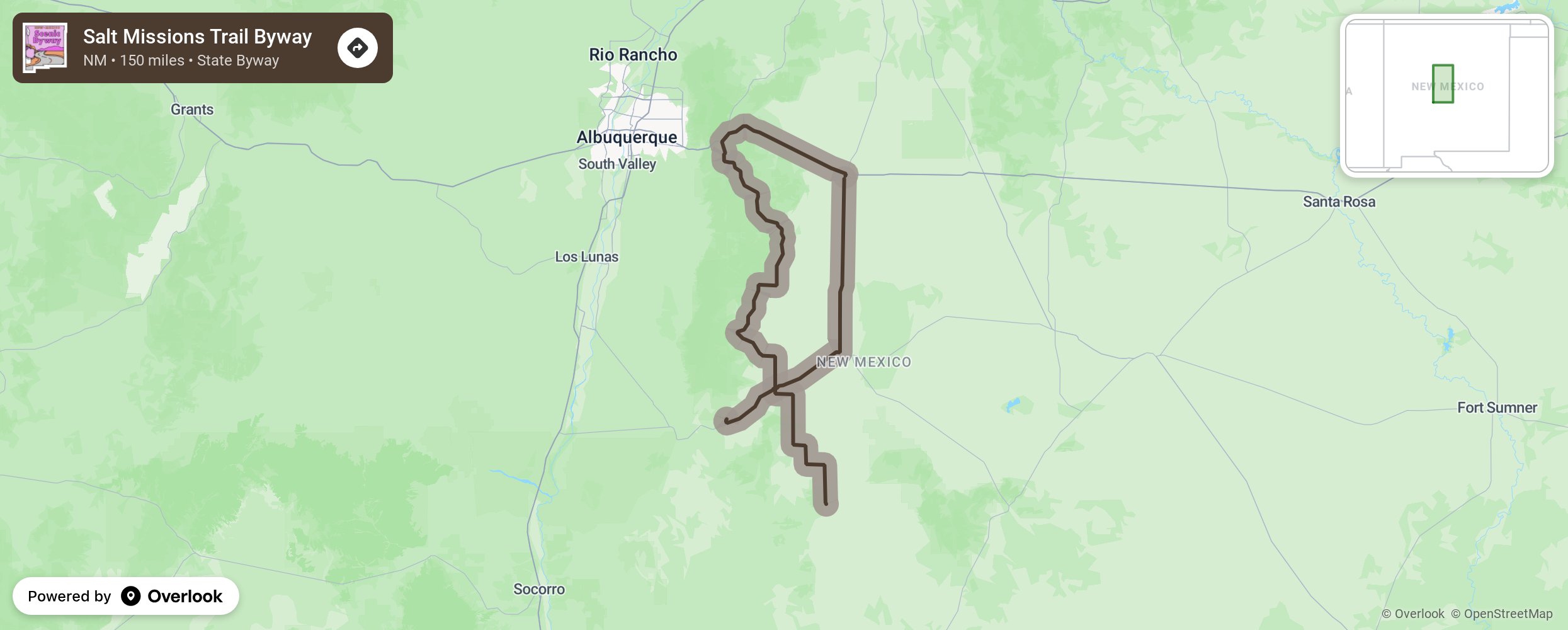 Map of Salt Missions Trail Byway - scenic route