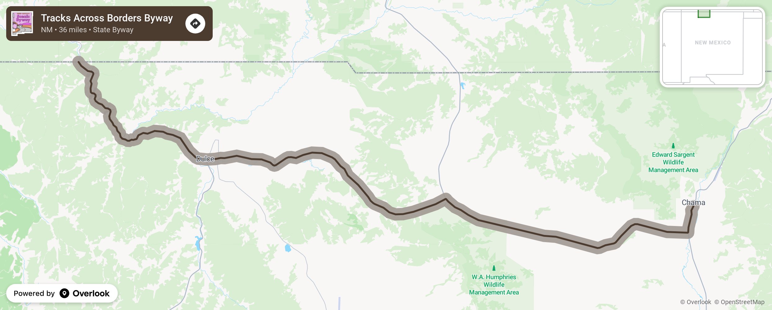 Map of Tracks Across Borders Byway - scenic route