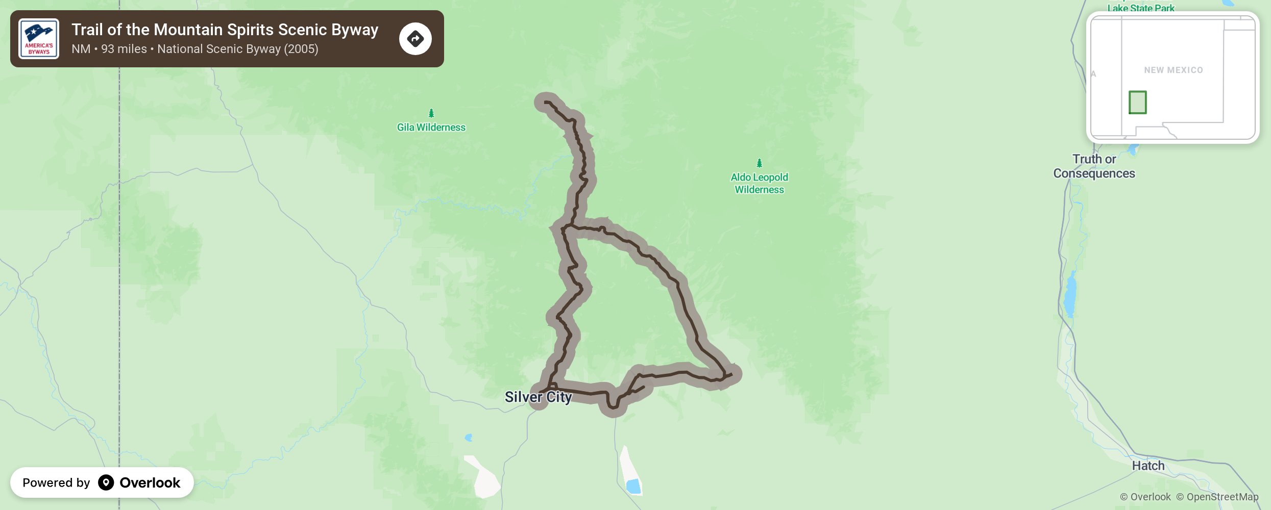 Map of Trail of the Mountain Spirits Scenic Byway - scenic route