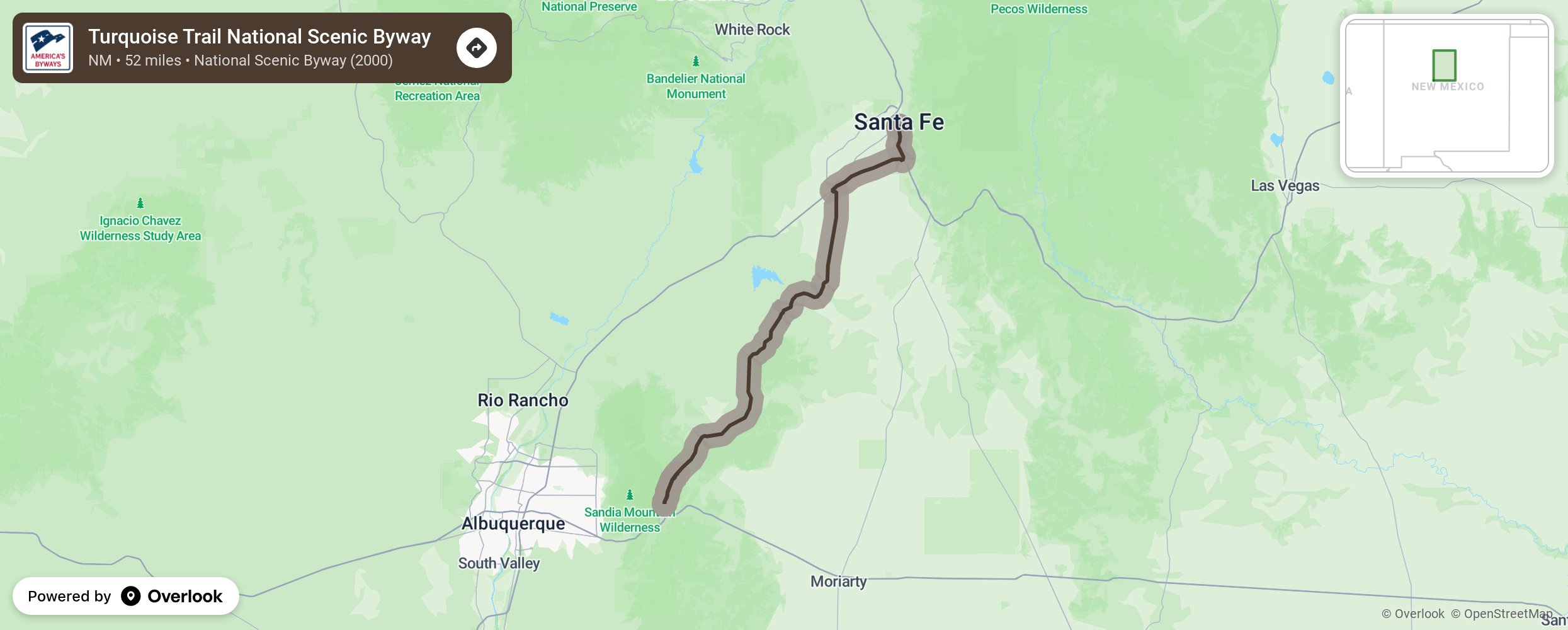 Map of Turquoise Trail National Scenic Byway - scenic route